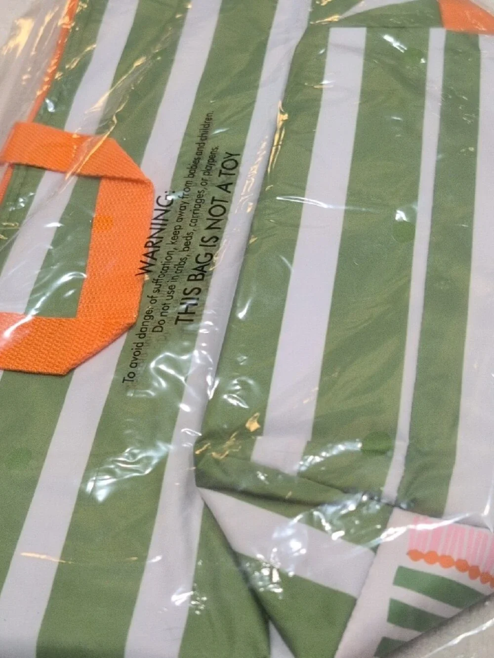 thirty-one Green Cabana Stripe Thermal Tote with White Accents